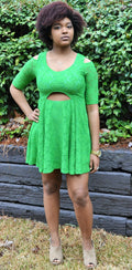Green Lacey Cut-Out Dress