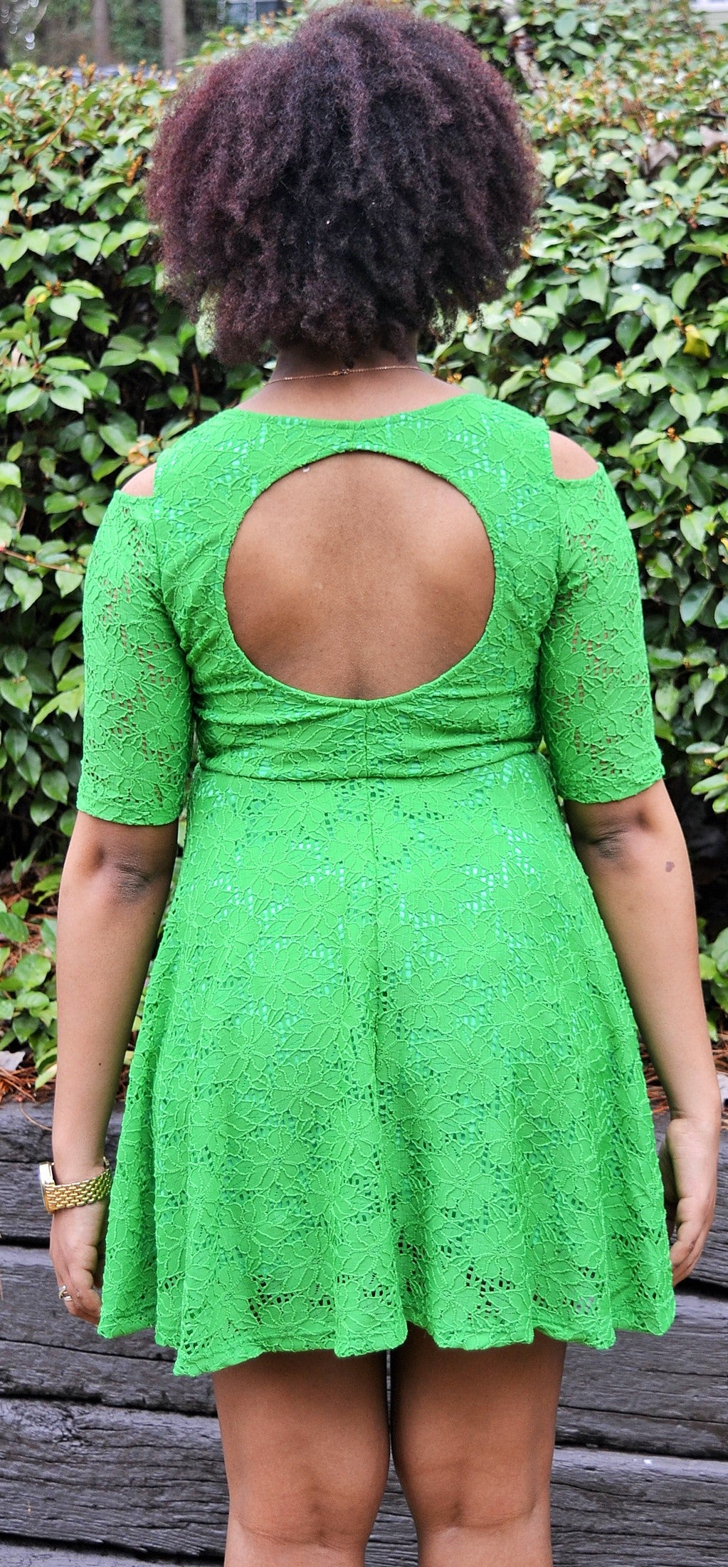 Green Lacey Cut-Out Dress