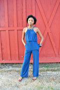 Sleeveless Beaded Neck Jumpsuit