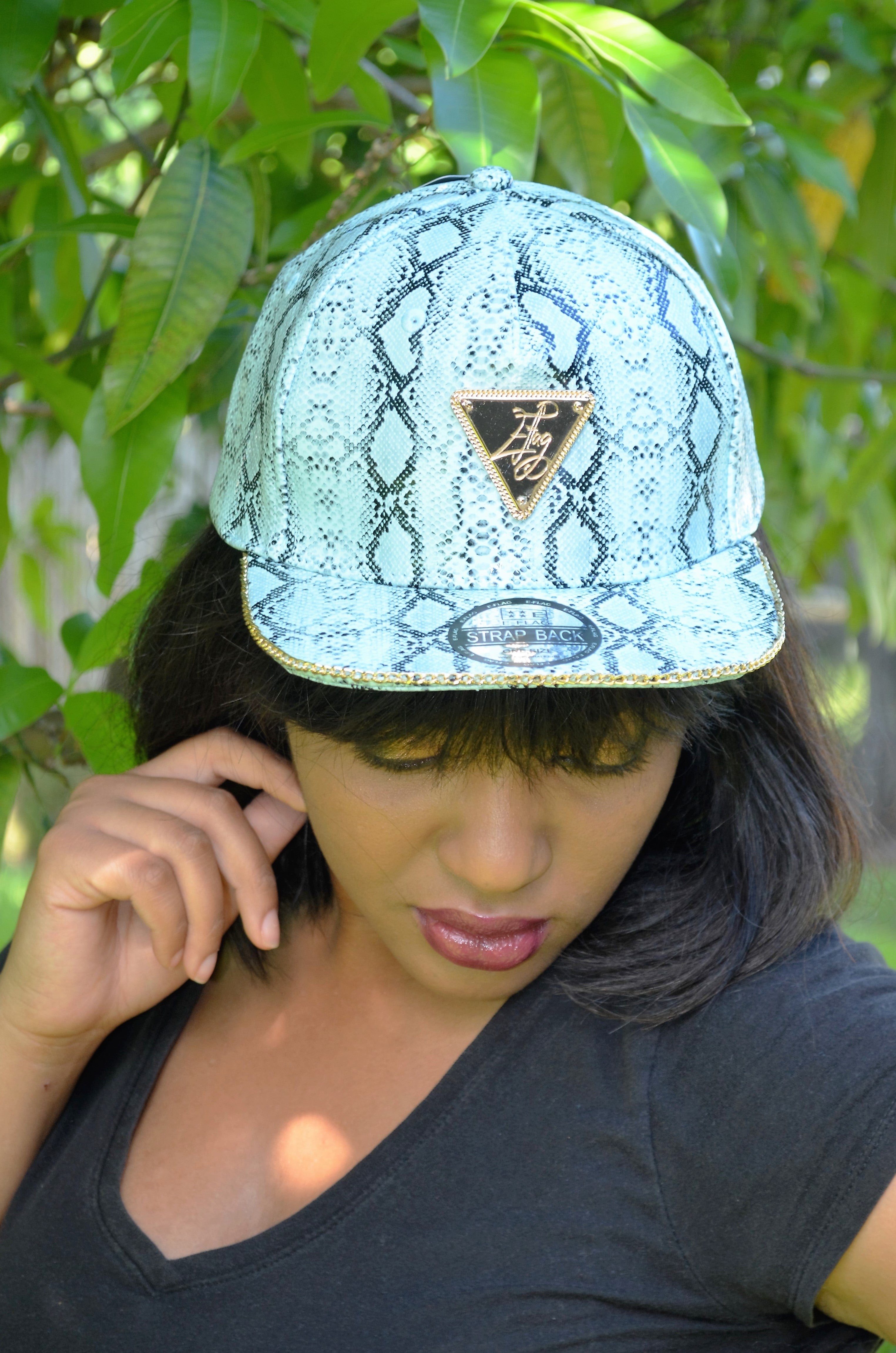 Light Blue Snake Print Hat
