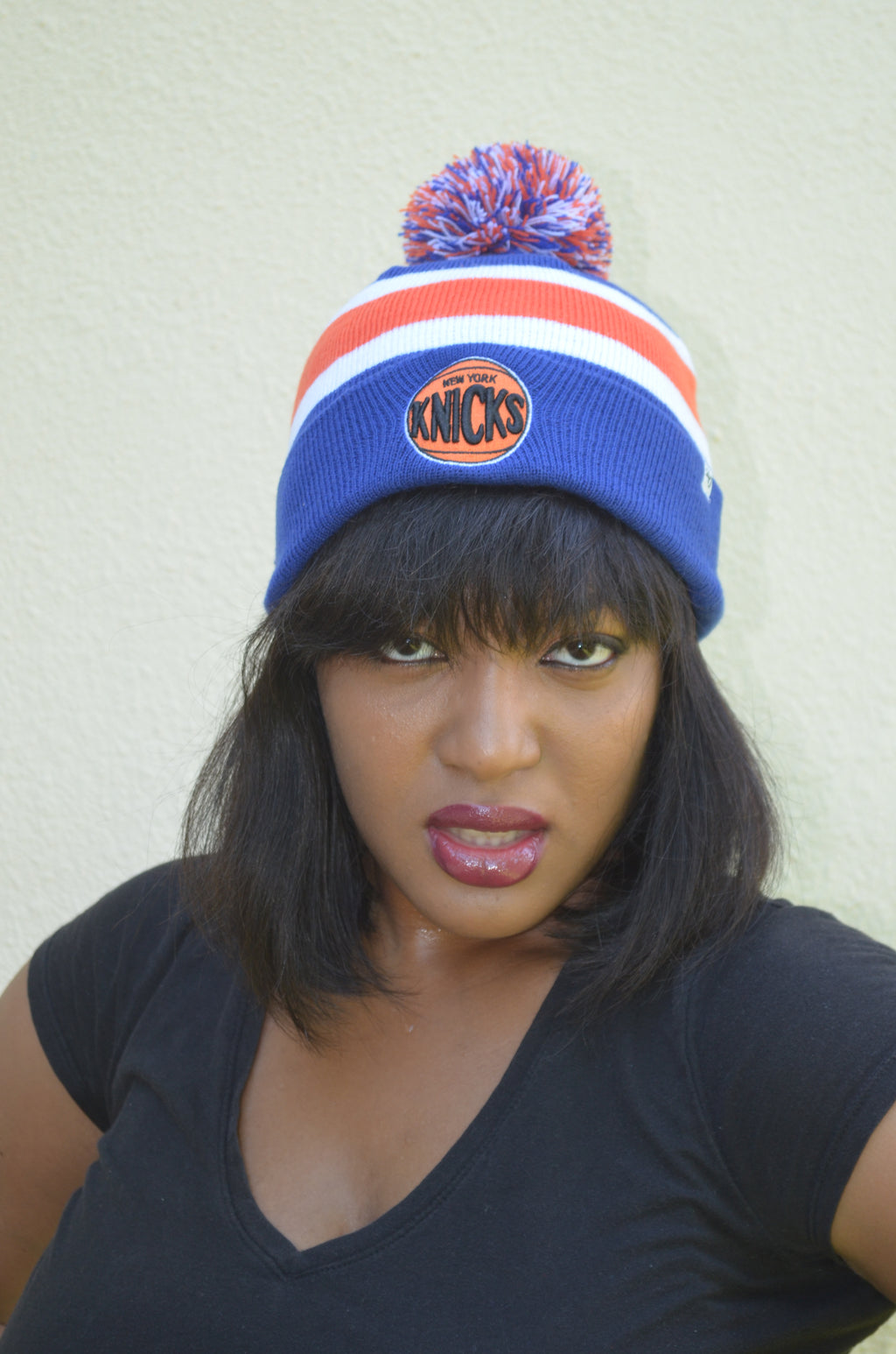 knicks Pom Pom Beanie