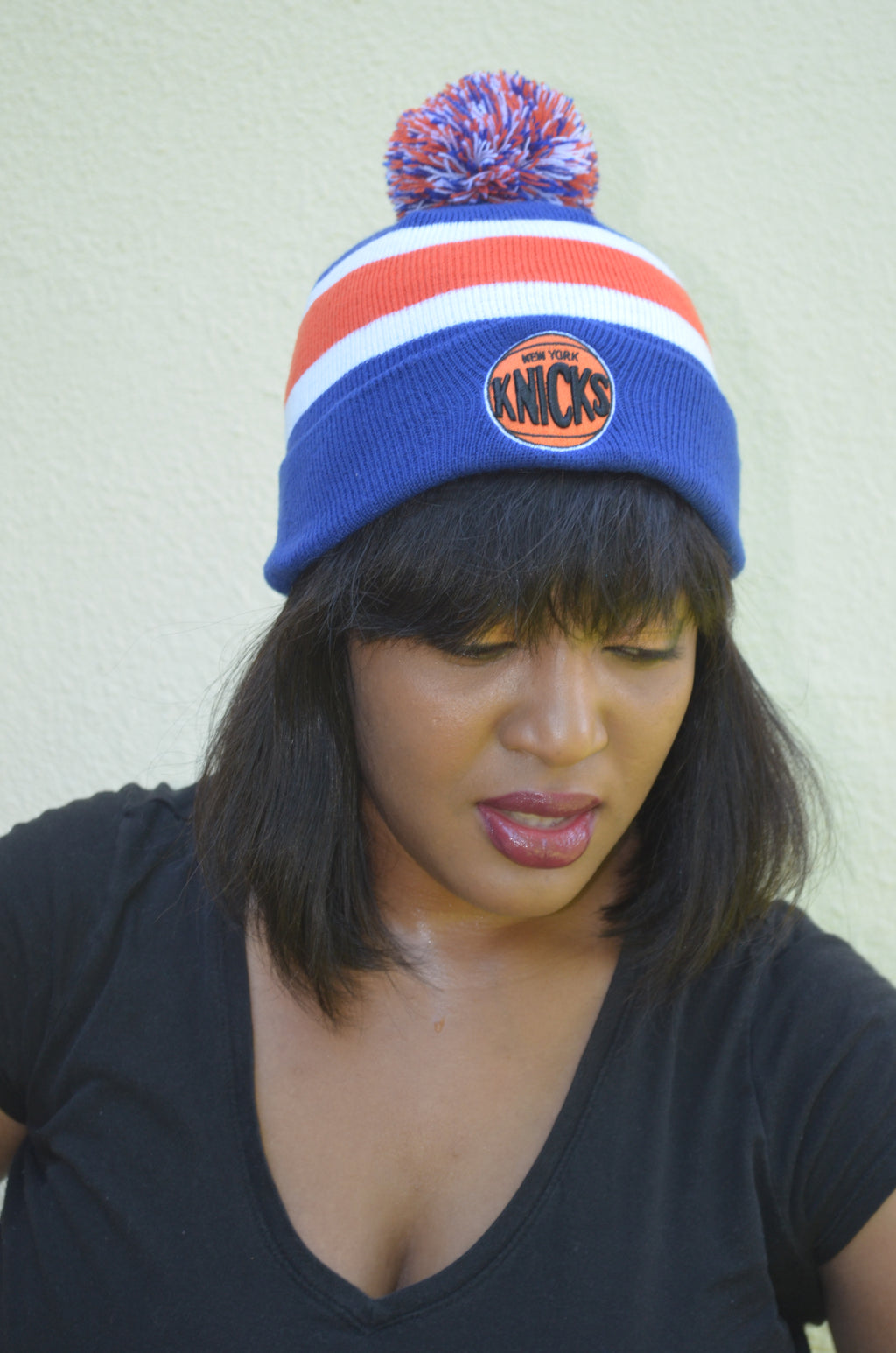 knicks Pom Pom Beanie
