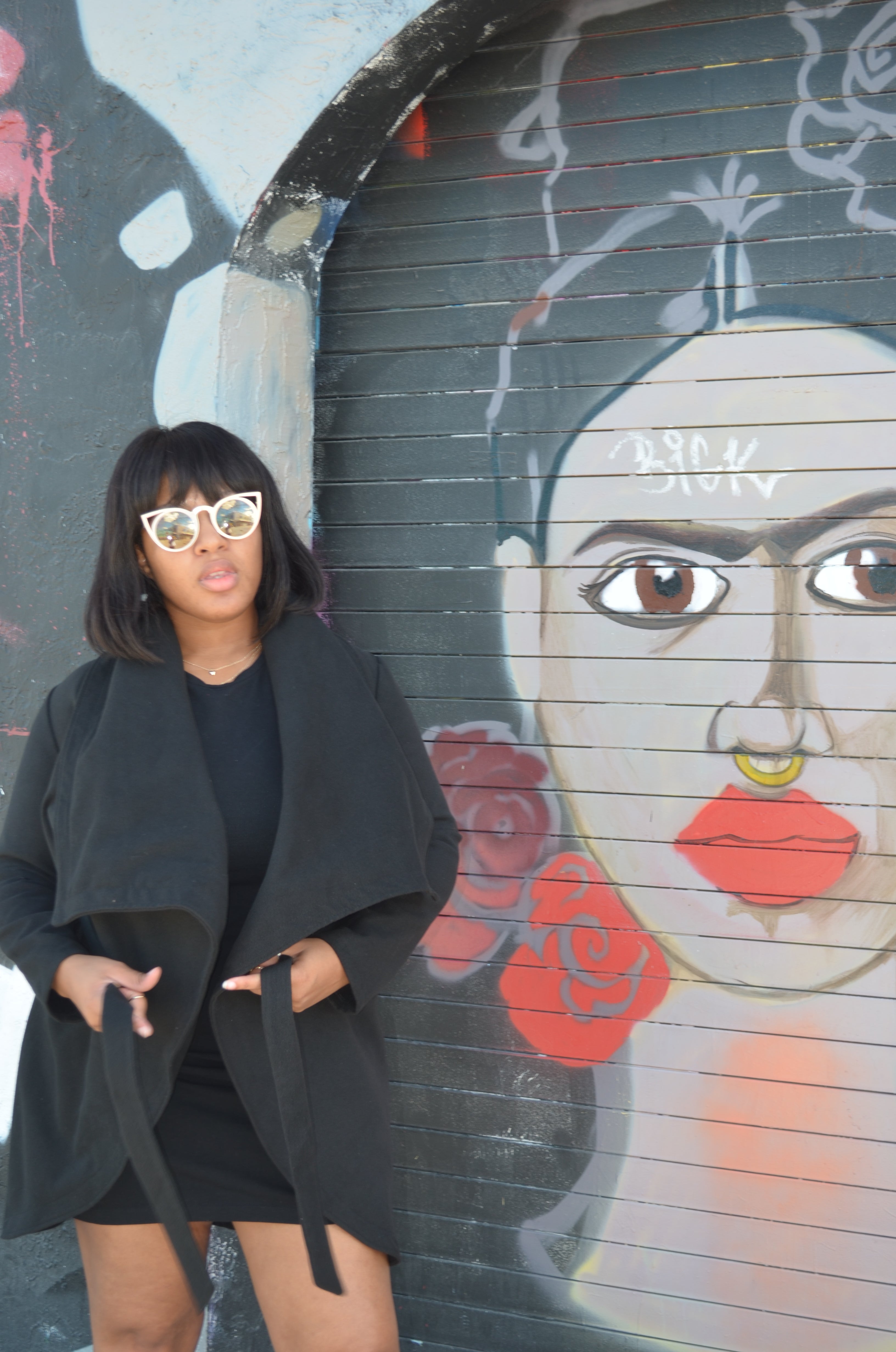 Chic Black Coat with Waist Tie