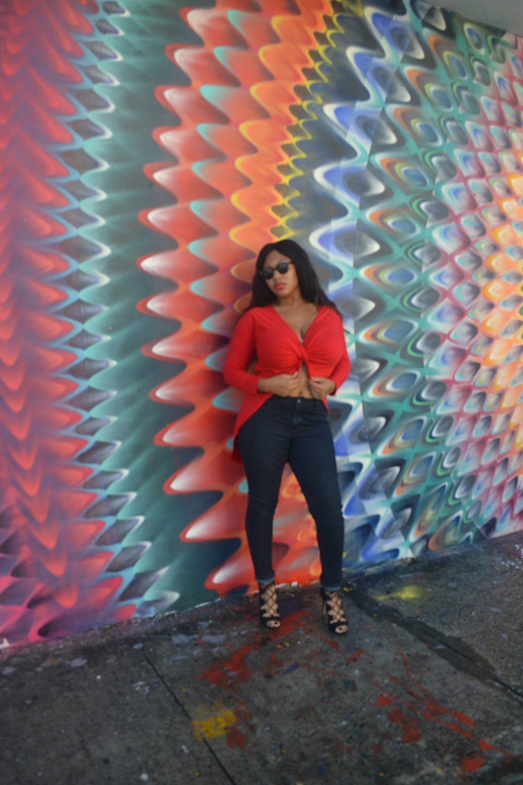 Red High-Low crop Top