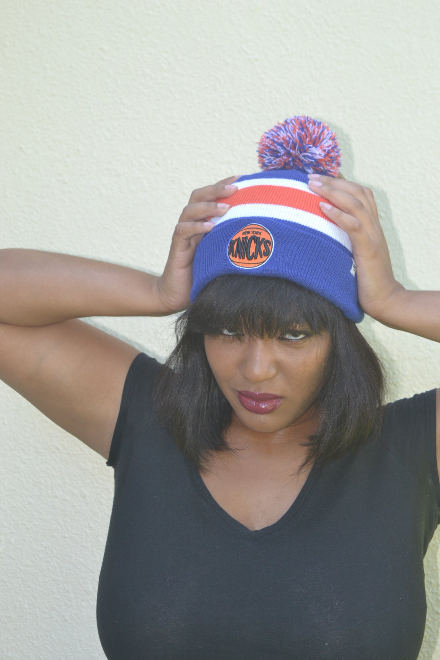 knicks Pom Pom Beanie