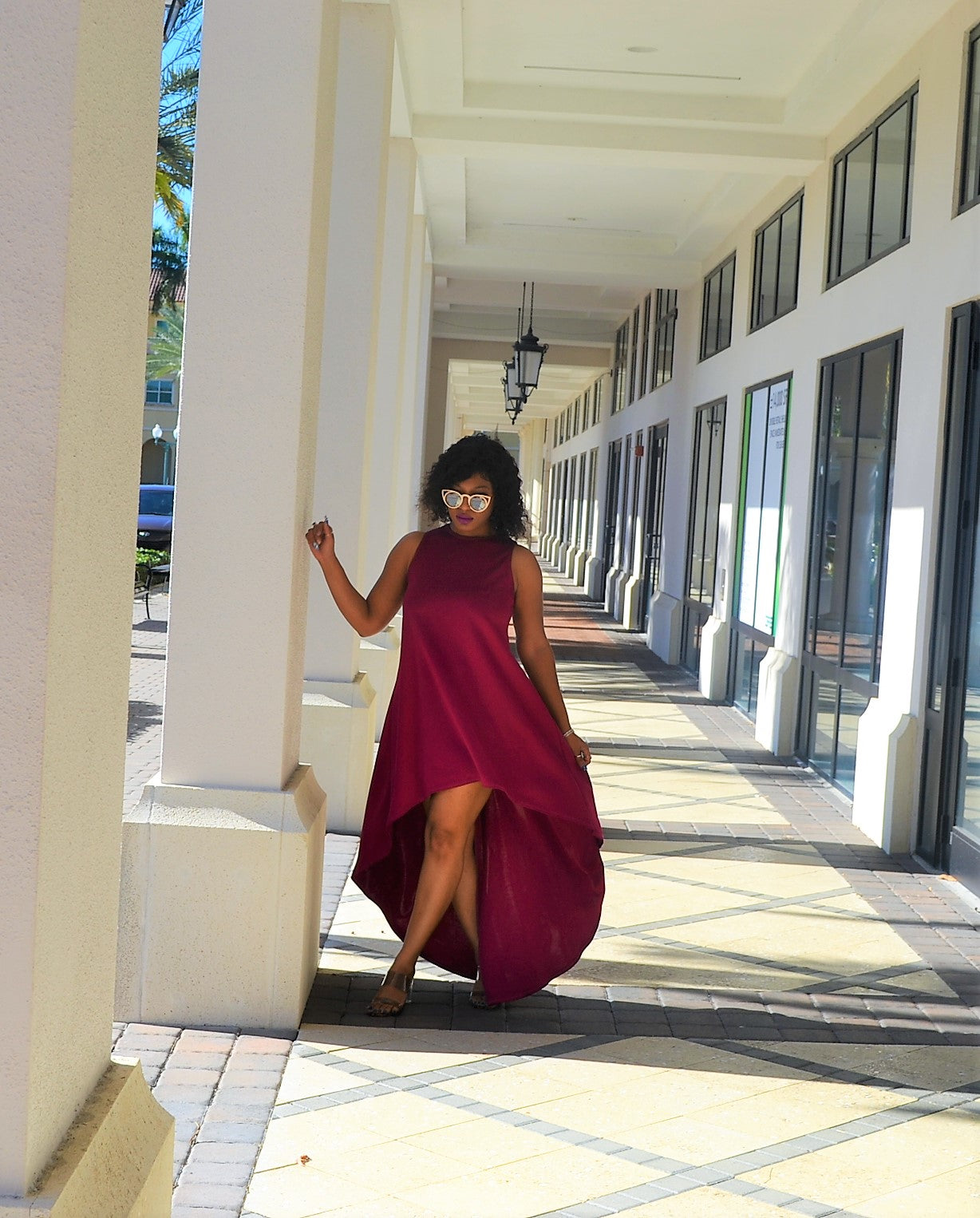 Elegant Magenta High-Low Dress
