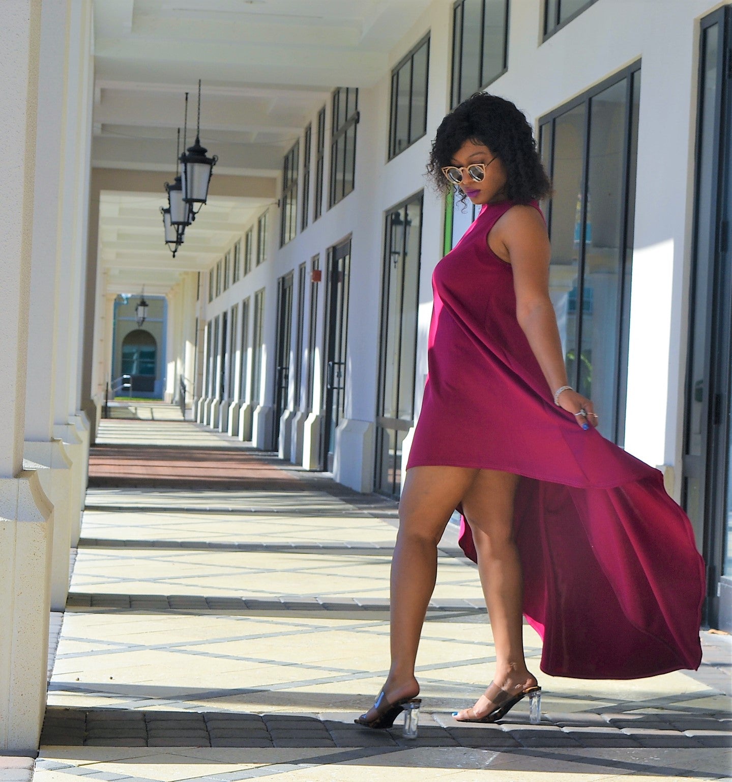 Elegant Magenta High-Low Dress