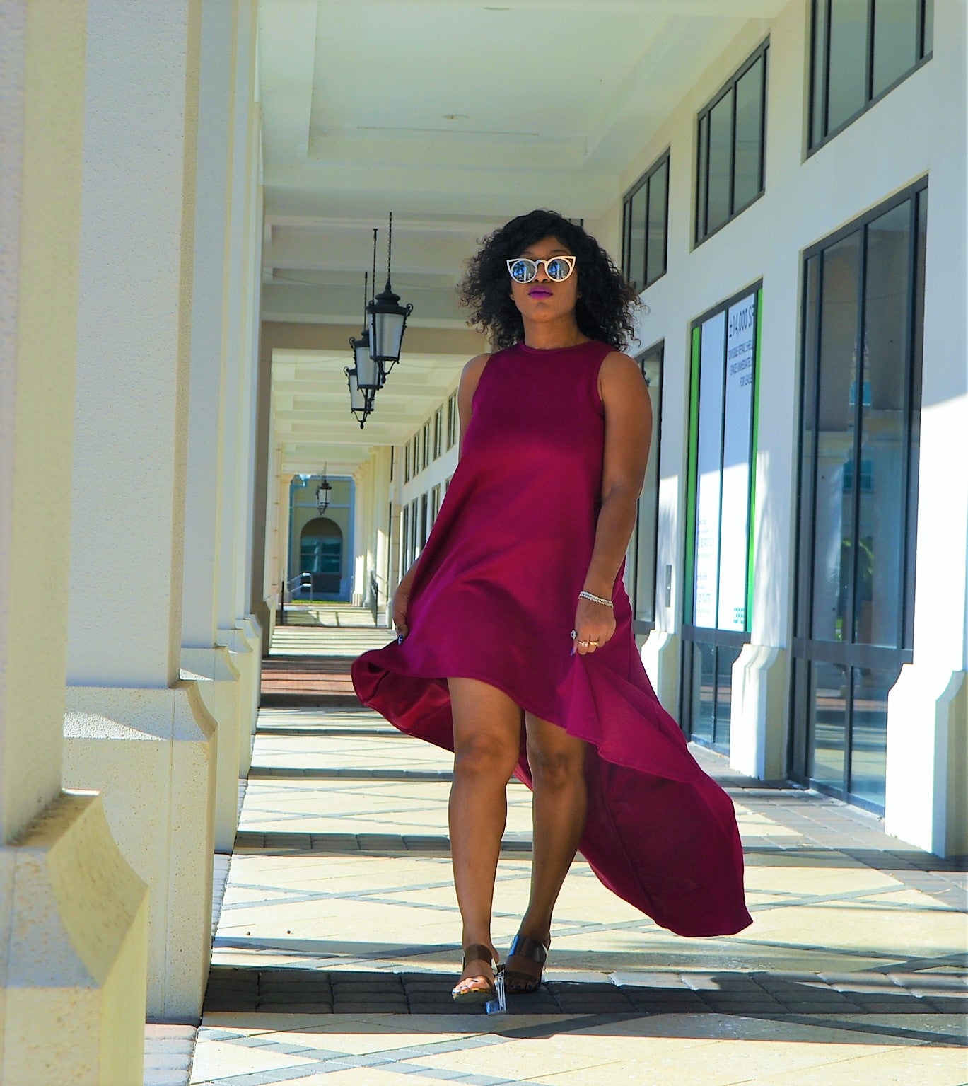 Elegant Magenta High-Low Dress