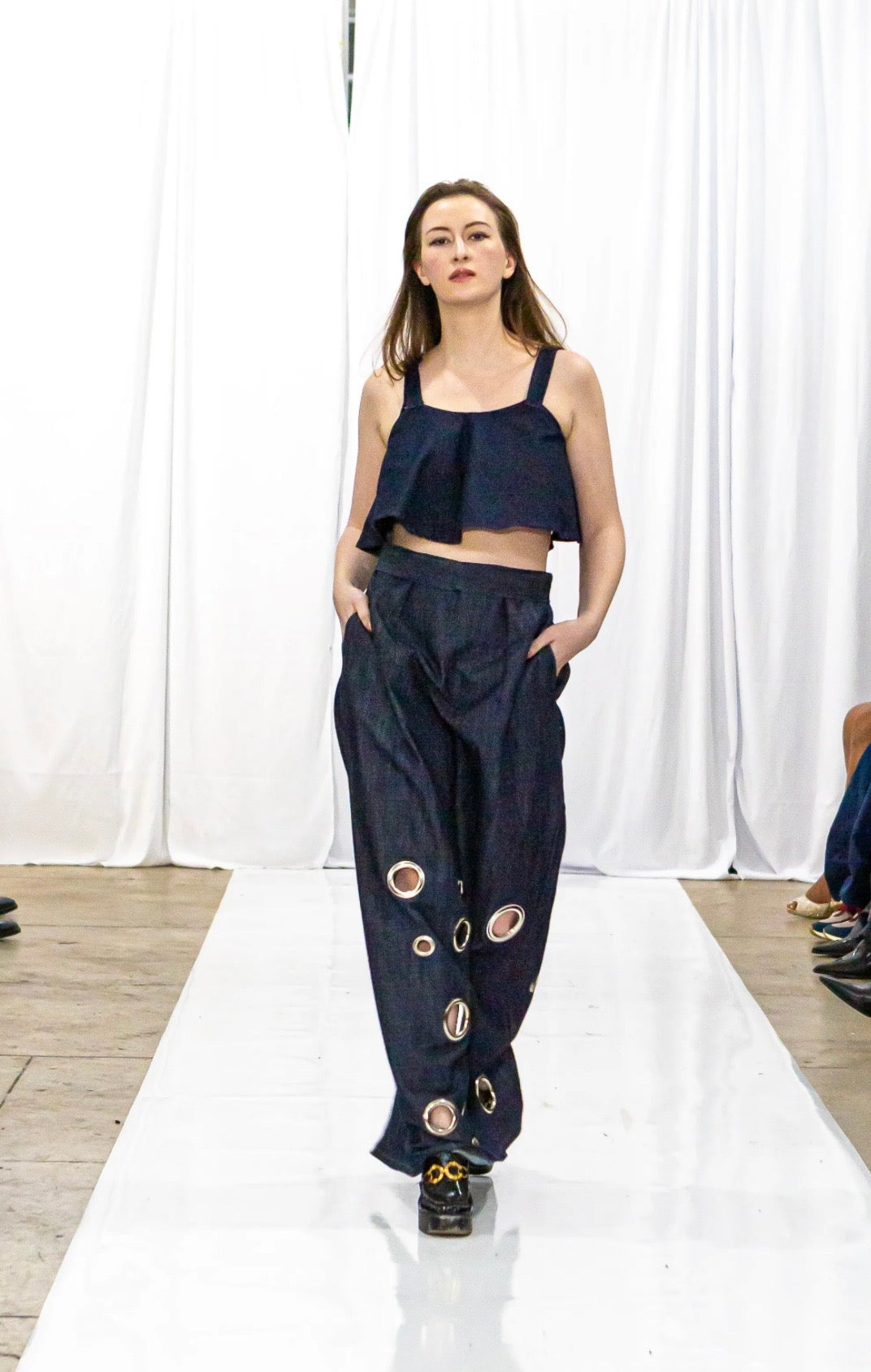 The Betty Flounce Top: Denim