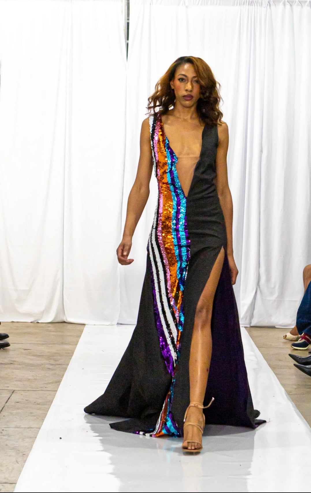 Plunge into the blue Denim Gown
