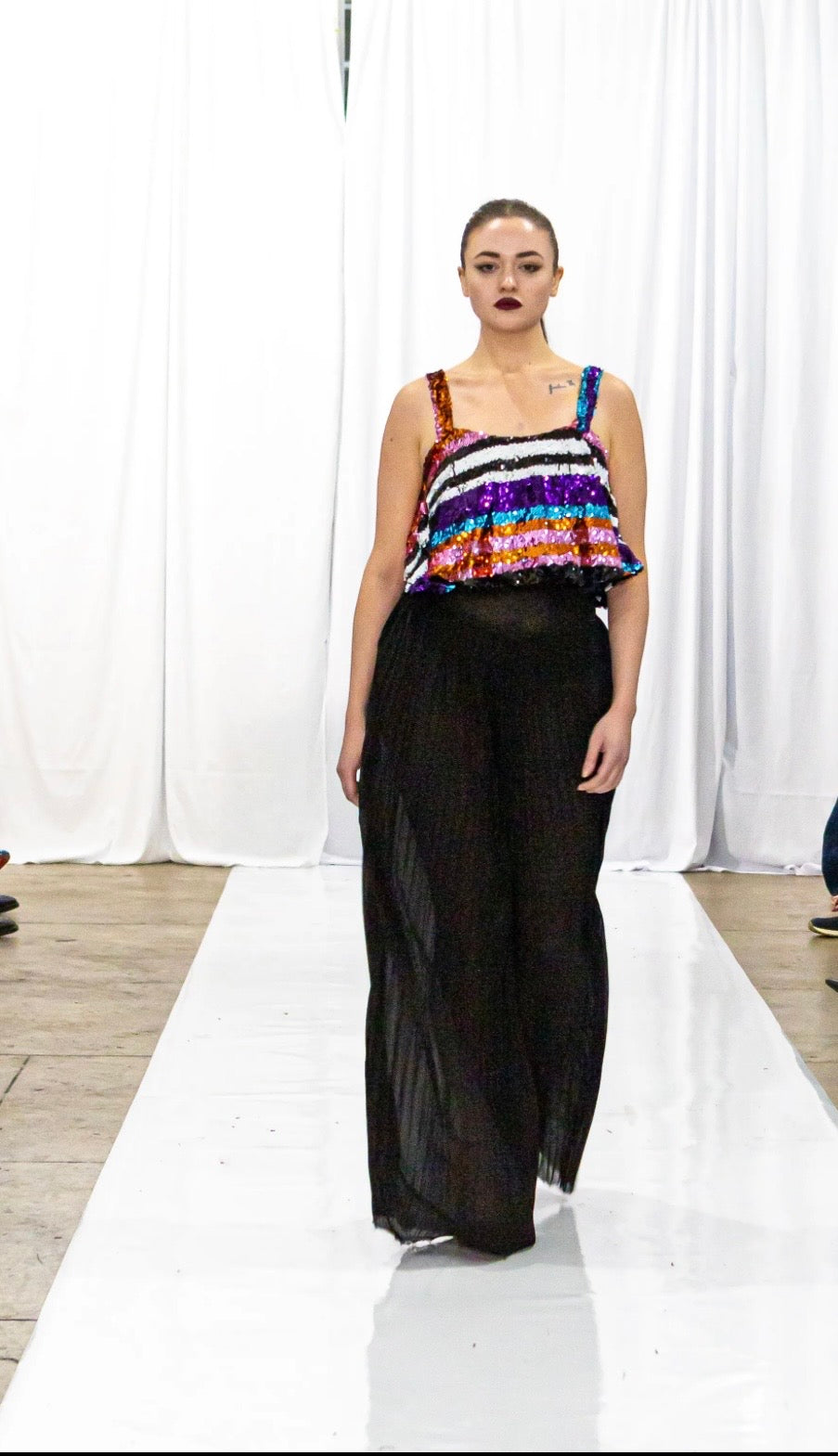 The Betty Flounce Crop Top: Sequins