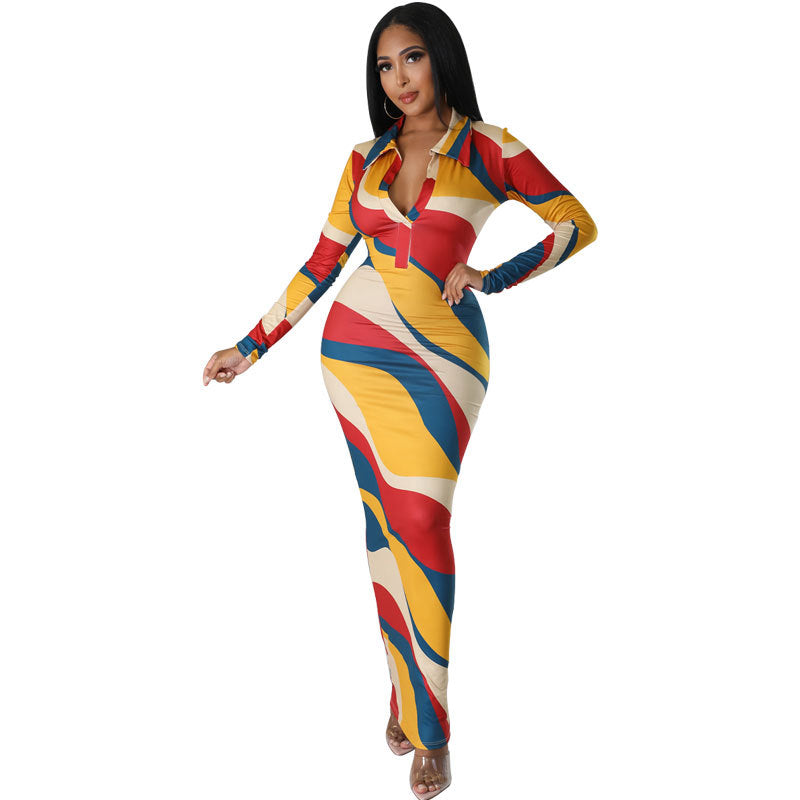 Women Clothing Casual Dress Slim Fit Sheath Dress Tight Long Sleeve
