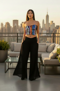 Alexia Sequin Top - Wide Leg Sheer Crystal Pleated Trousers