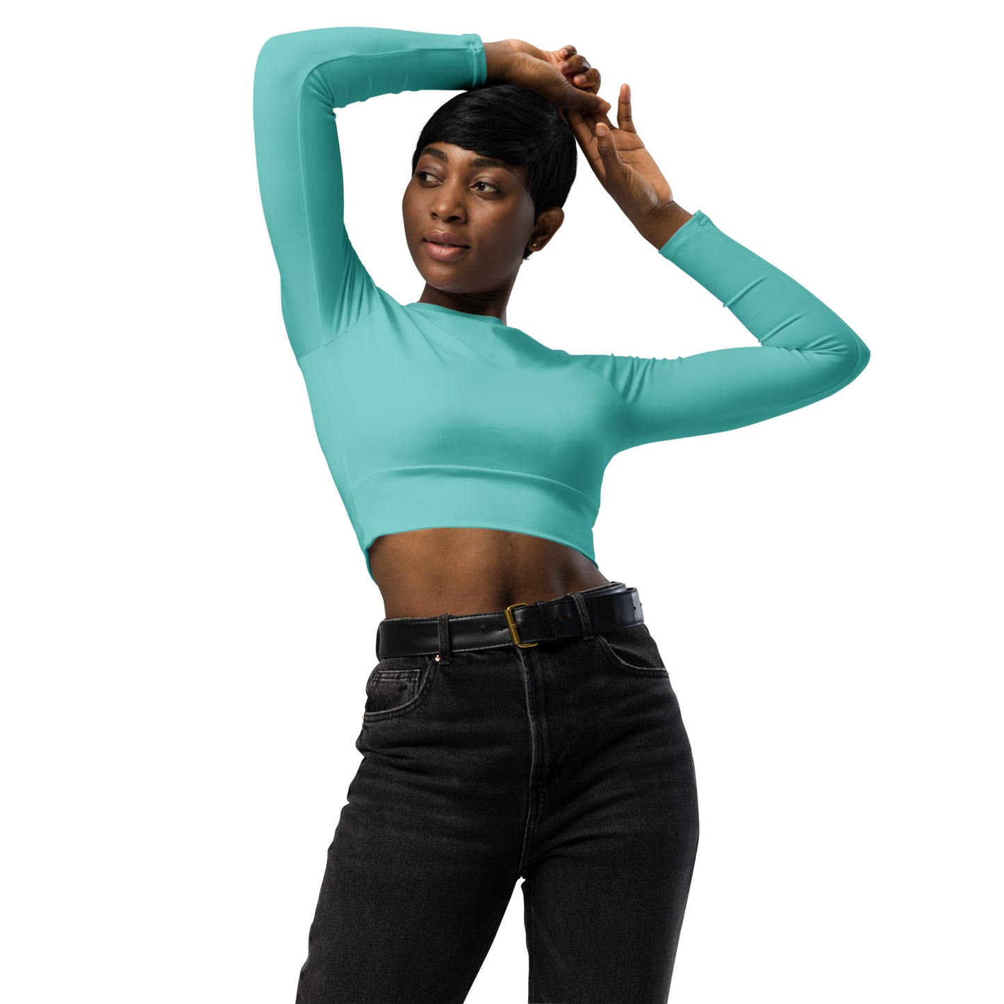 Women's  Ocean Drive Green long-sleeve crop top