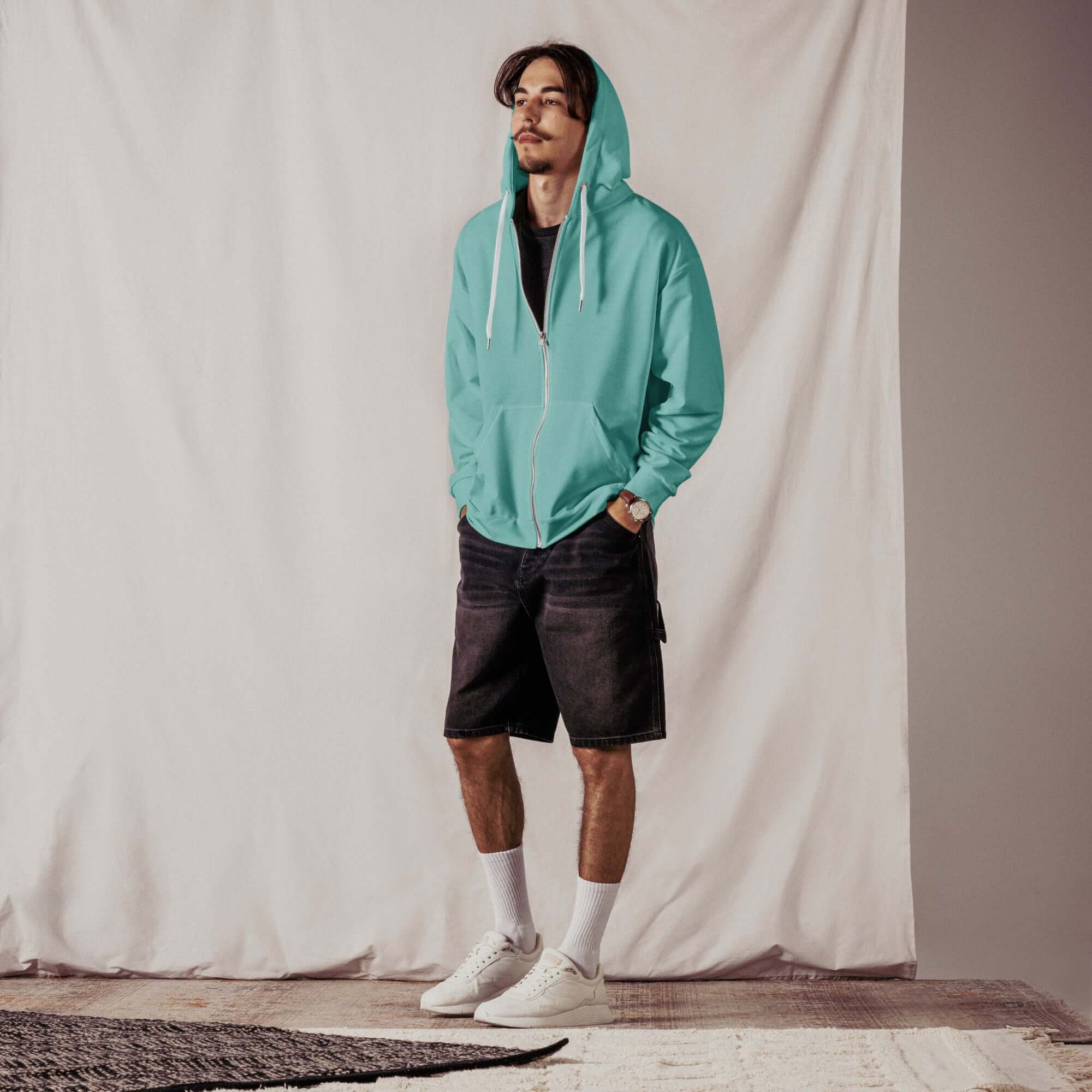 Men's Ocean Drive Green zip hoodie