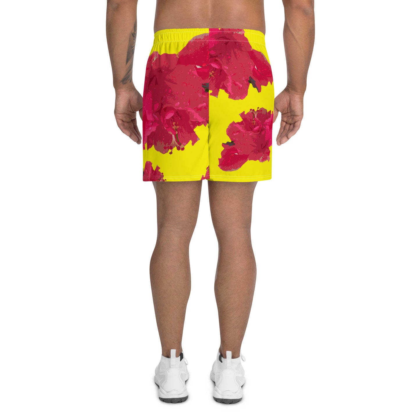 Men's Hibiscus Floral Athletic Long Shorts