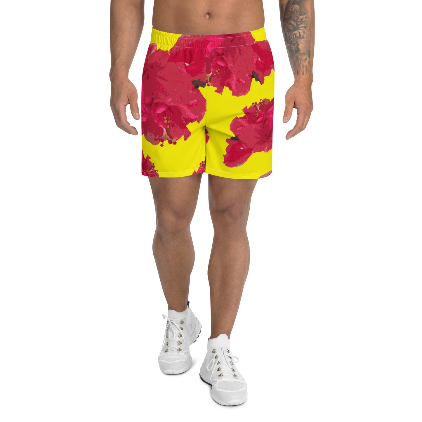 Men's Hibiscus Floral Athletic Long Shorts