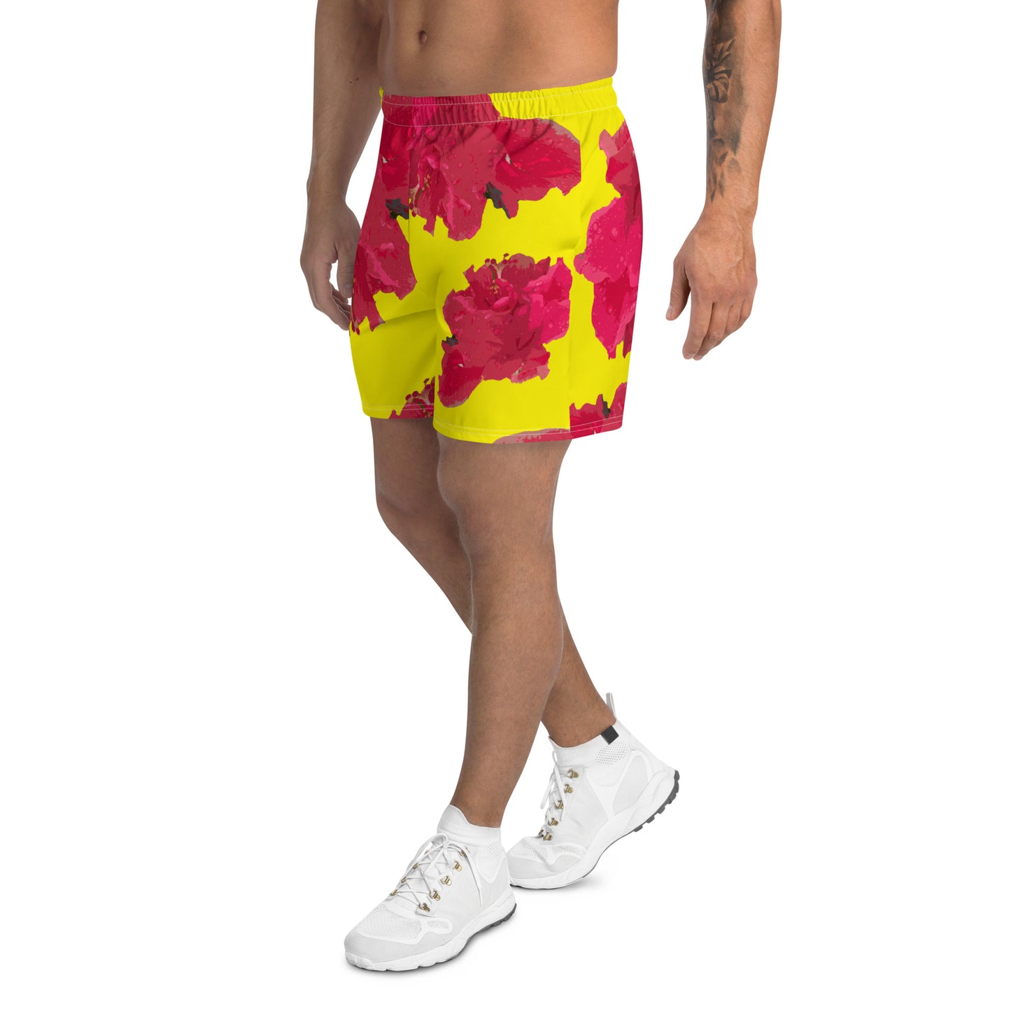 Men's Hibiscus Floral Athletic Long Shorts