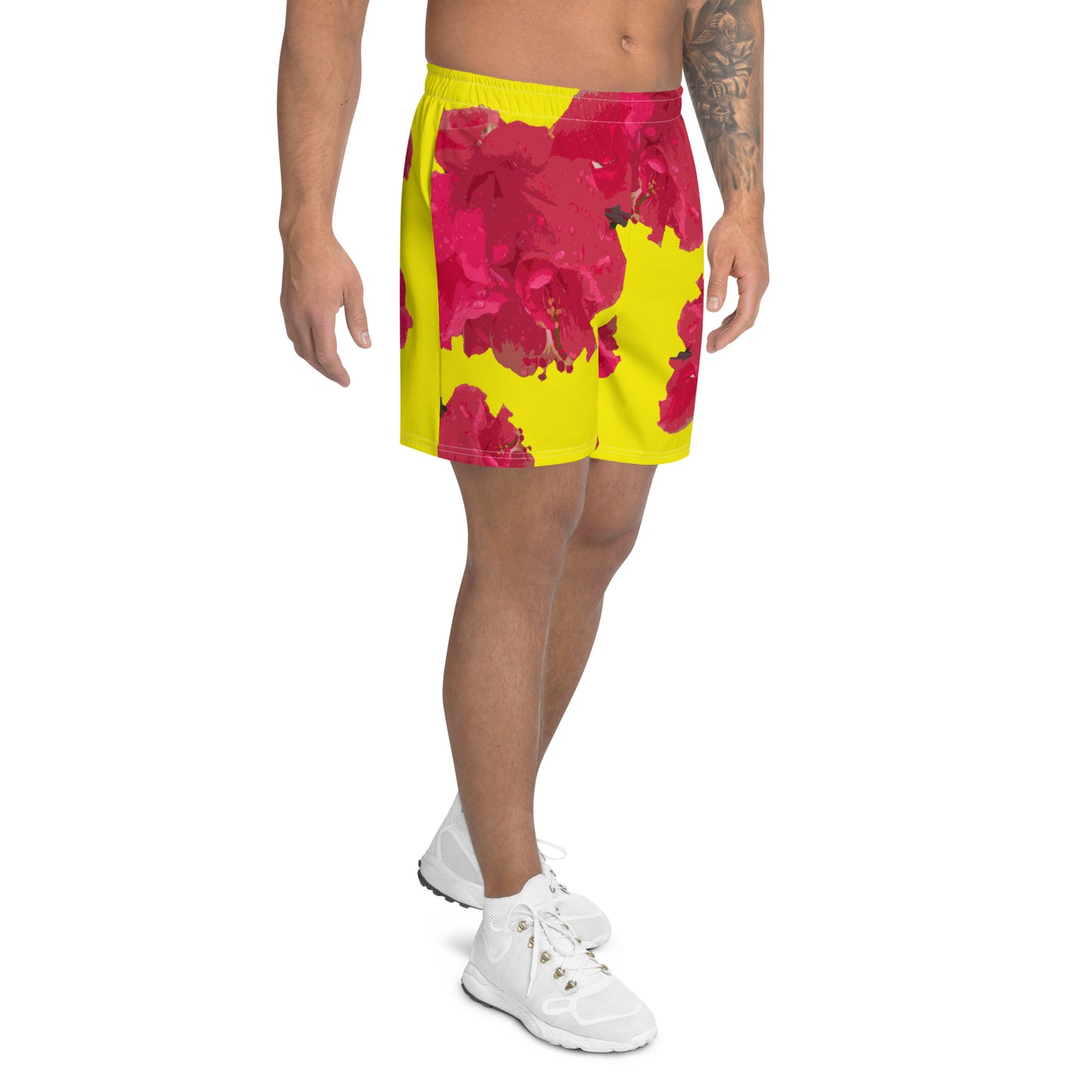 Men's Hibiscus Floral Athletic Long Shorts