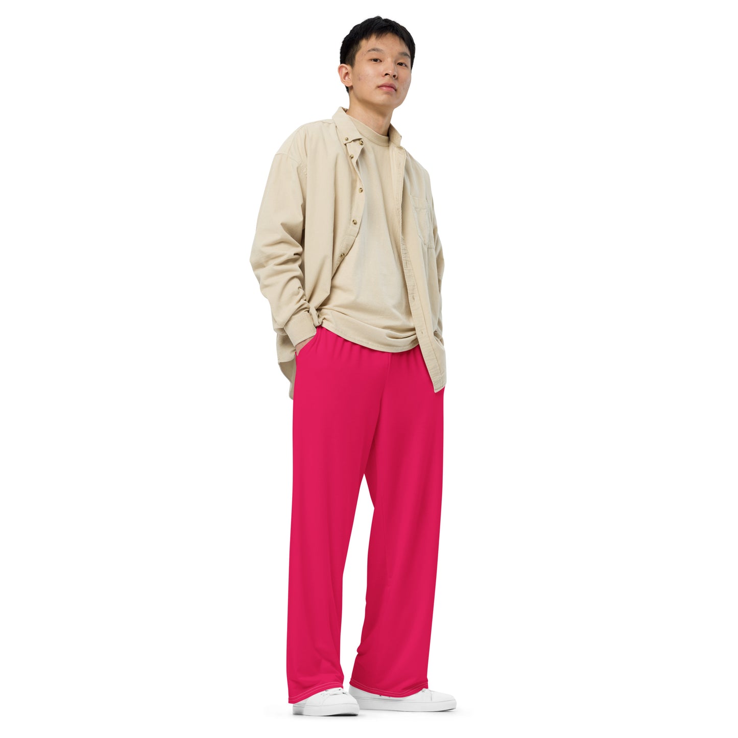 Men's Hibiscus Pink wide-leg pants