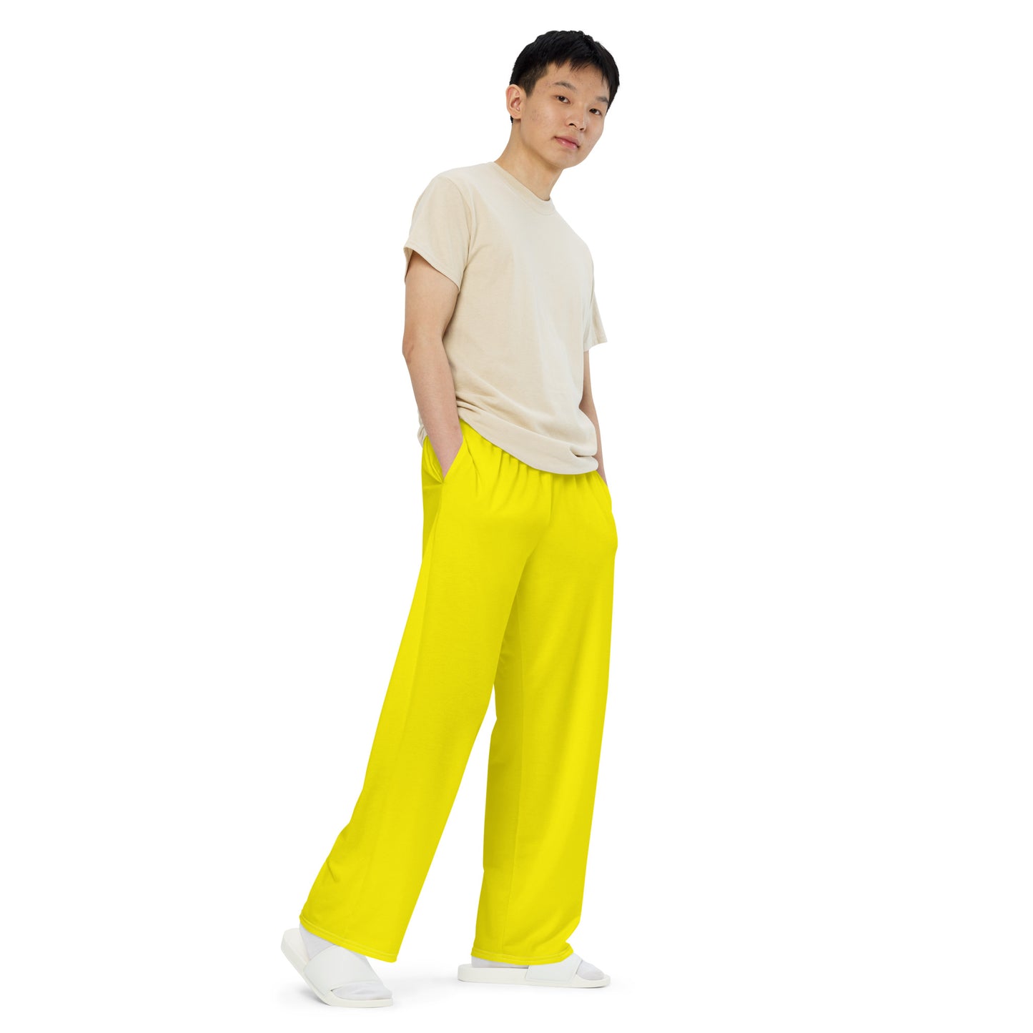 Men's Hibiscus Yellow wide-leg pants