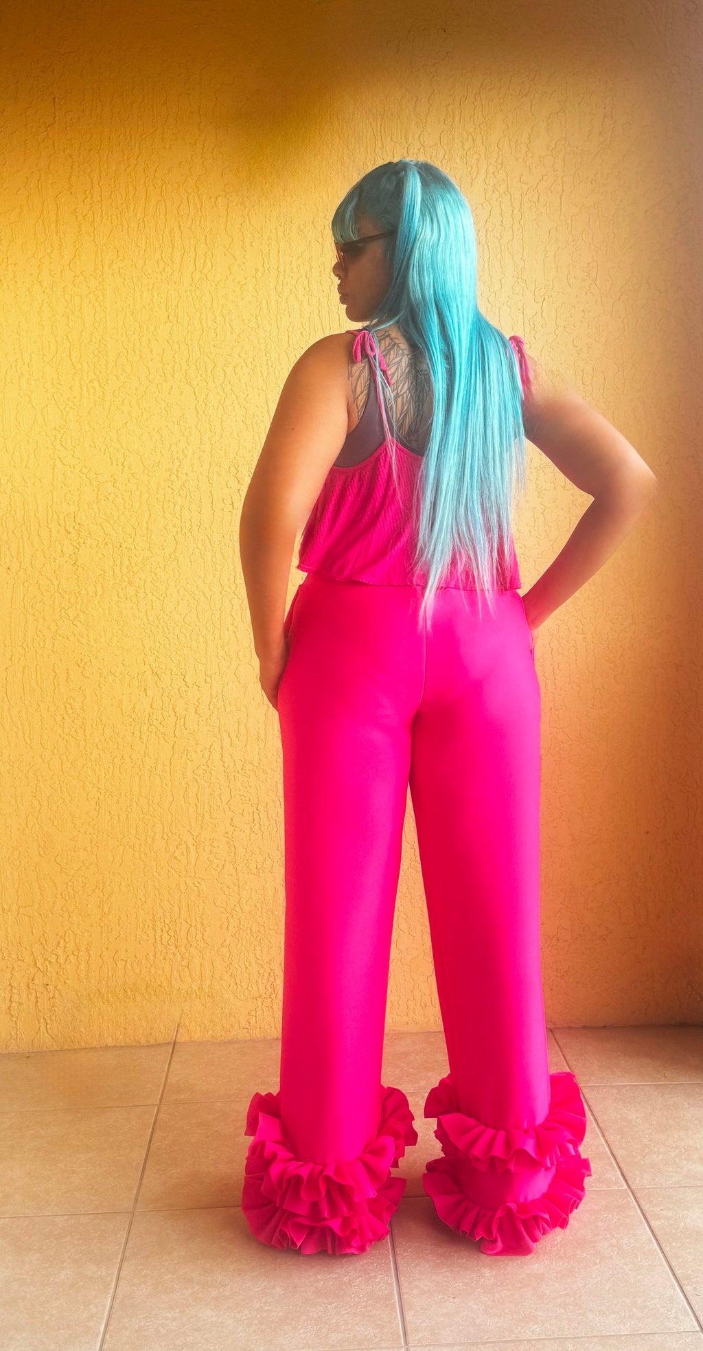 Women's Ruffled Wide Leg Pants