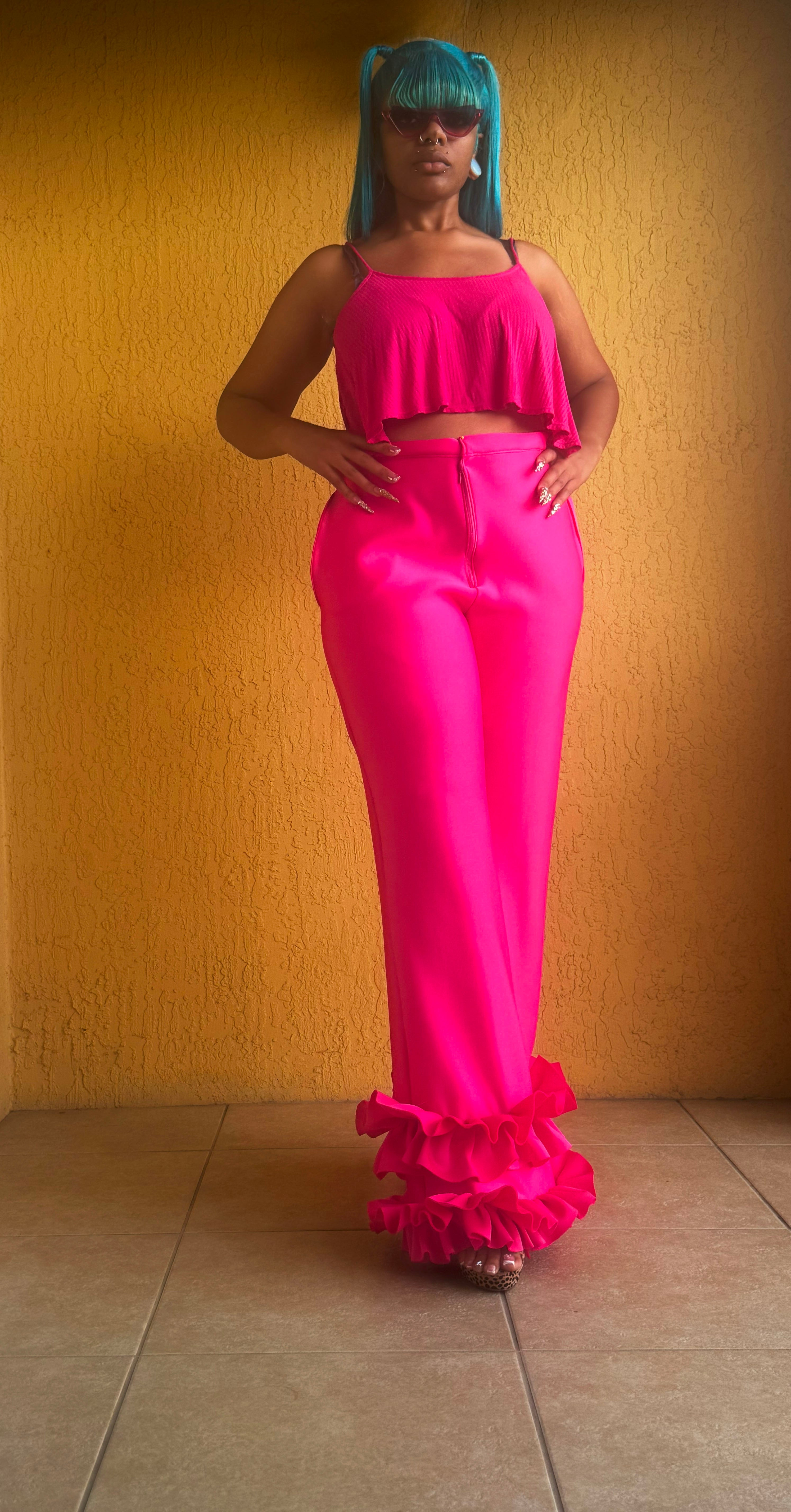 Women's Ruffled Wide Leg Pants