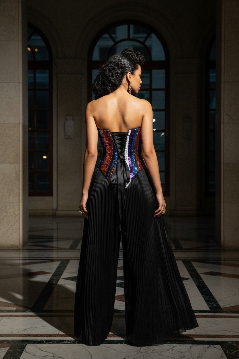 Georgia Jumpsuit Back View with Corset
