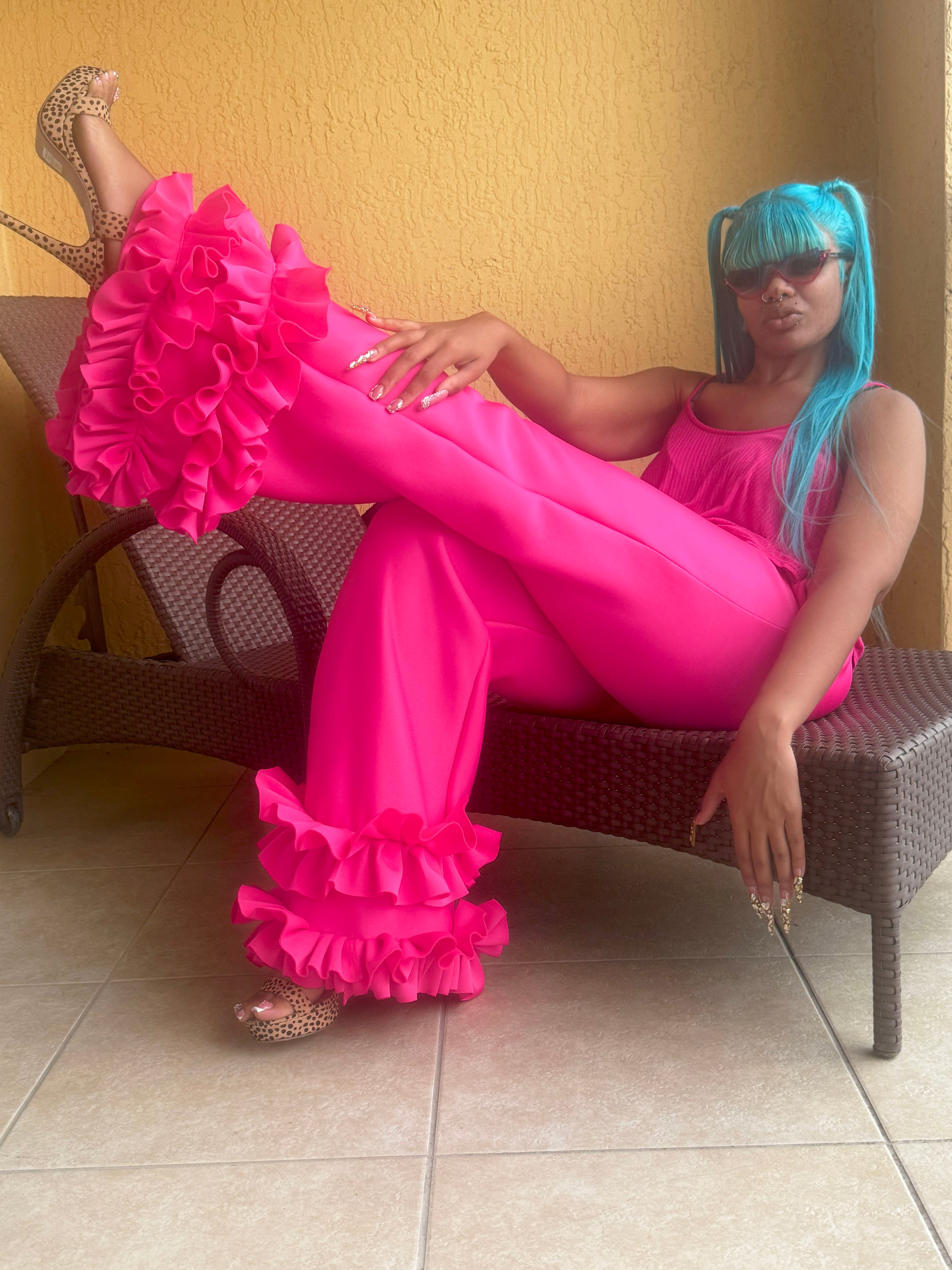 Women's Ruffled Wide Leg Pants