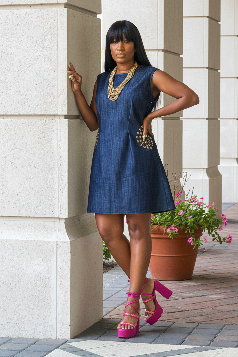 Sadie Denim Dress Original Pose Editorial