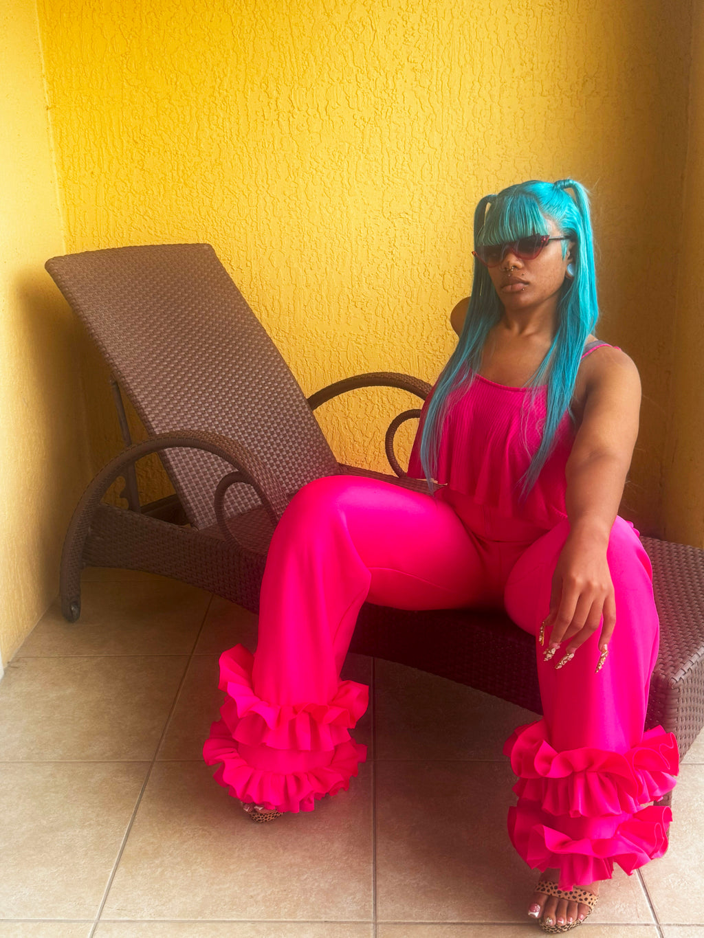 Women's Ruffled Wide Leg Pants