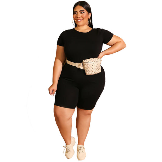 Solid Color Casual Pants Suit Plus Size Women Two-Piece Suit