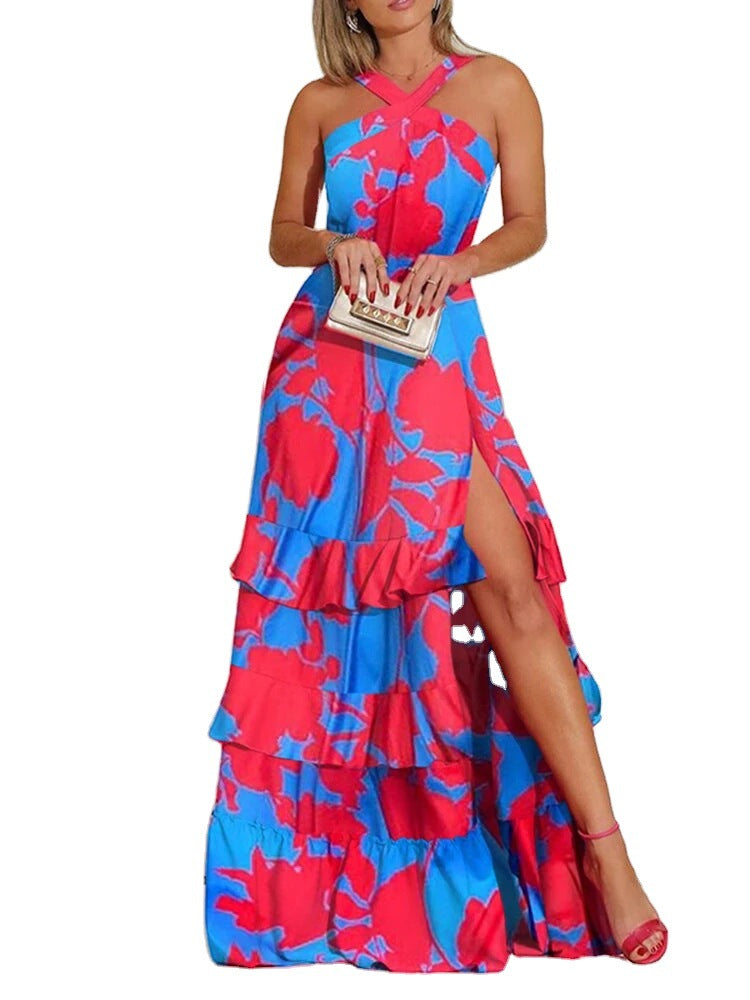 Sundress 2022 Summer Strap Dress Bohemian Dress  Printed V-neck Sleeveless Dress