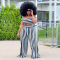 Striped Street Casual Suit Plus Size Women Two-Piece Suit