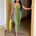 Vacation Dress Women Summer Sexy Sling Sheer Mesh Hip Dress