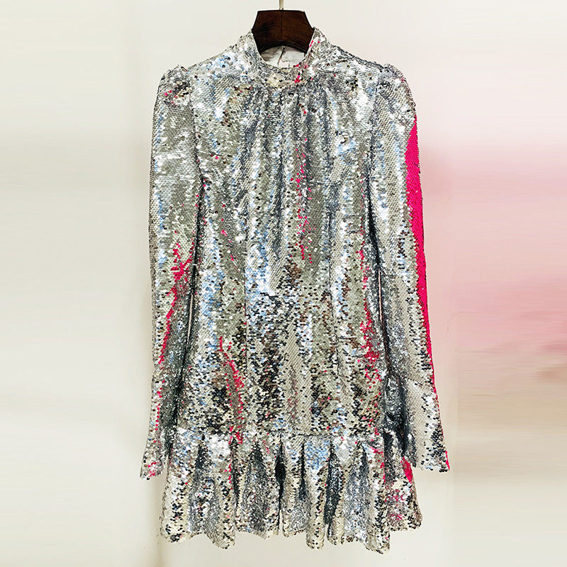 Sequin Glitter Ruffled Dress