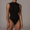 Summer New Women Clothing Fashion One-Piece Cotton T-shirt Slim Sleeveless Half Turtleneck Jumpsuit