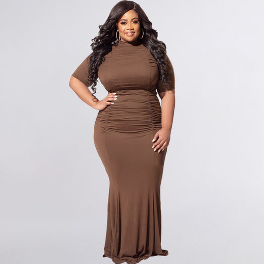 Plus Size Solid Color Short Sleeve Casual Two-Piece Suit  Women Suit