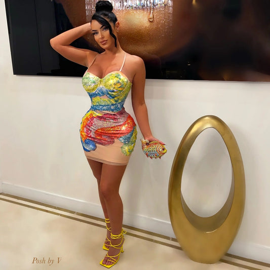 Sexy Drilling Nightclub Slim Fit Sheath Dress