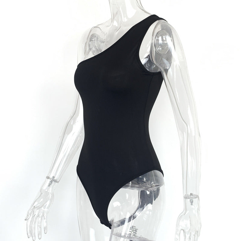 Summer  Sexy Nightclub Women Sleeveless Shoulder Tight Open Casual Bodysuit Bodysuit