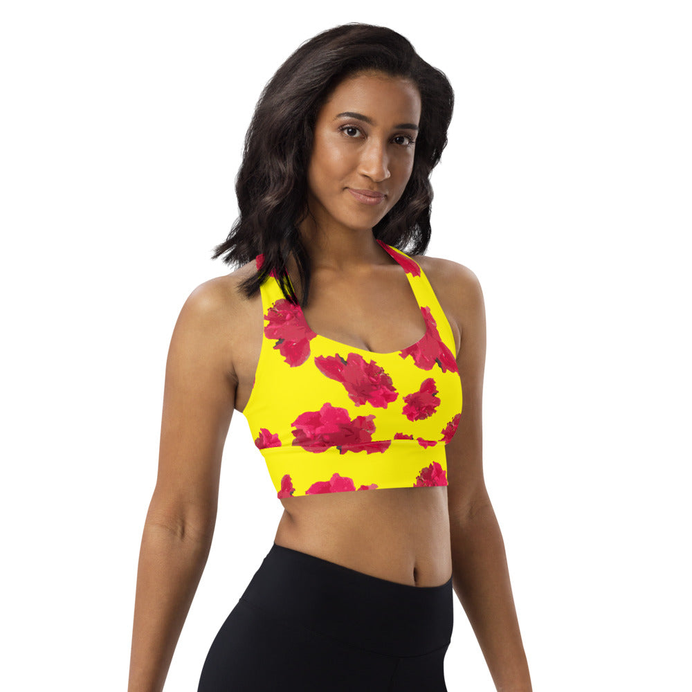 Hibiscus Yellow Longline sports bra