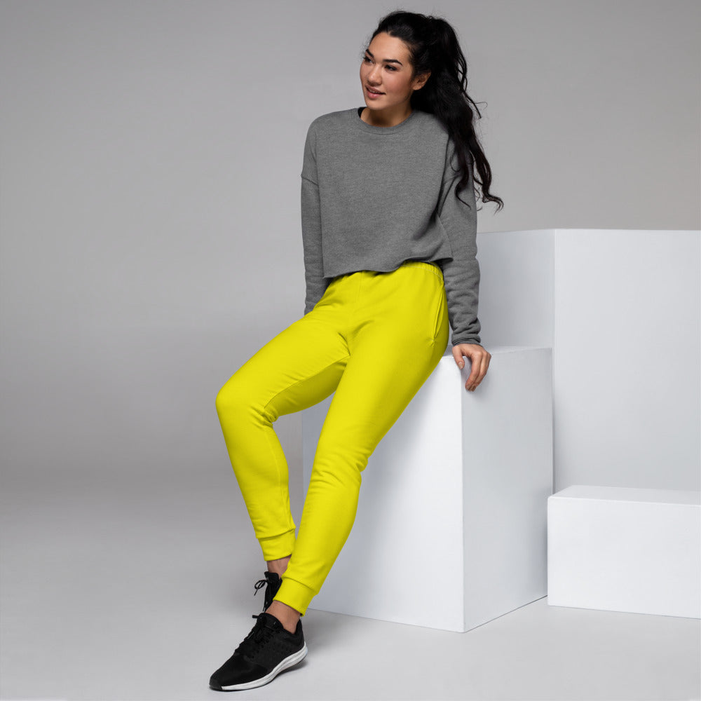 Women's Yellow Hibiscus Yellow Joggers