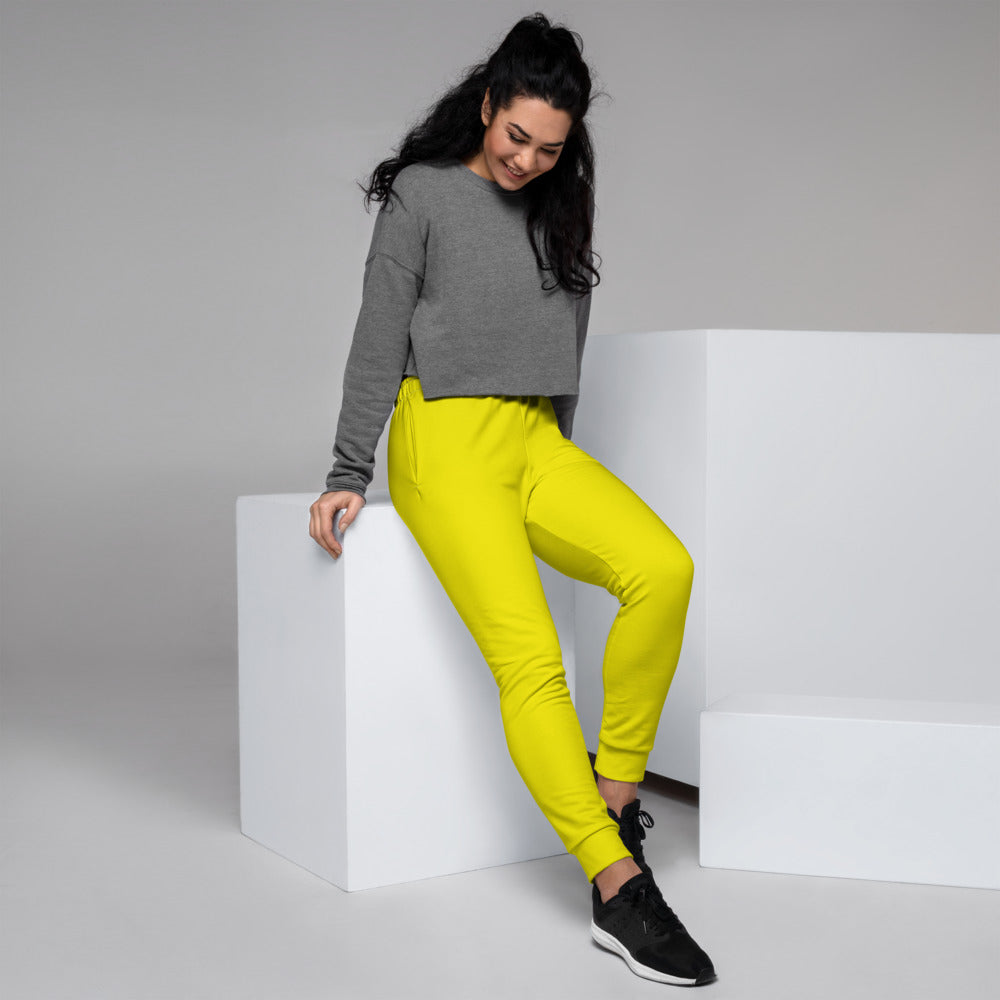 Women's Yellow Hibiscus Yellow Joggers